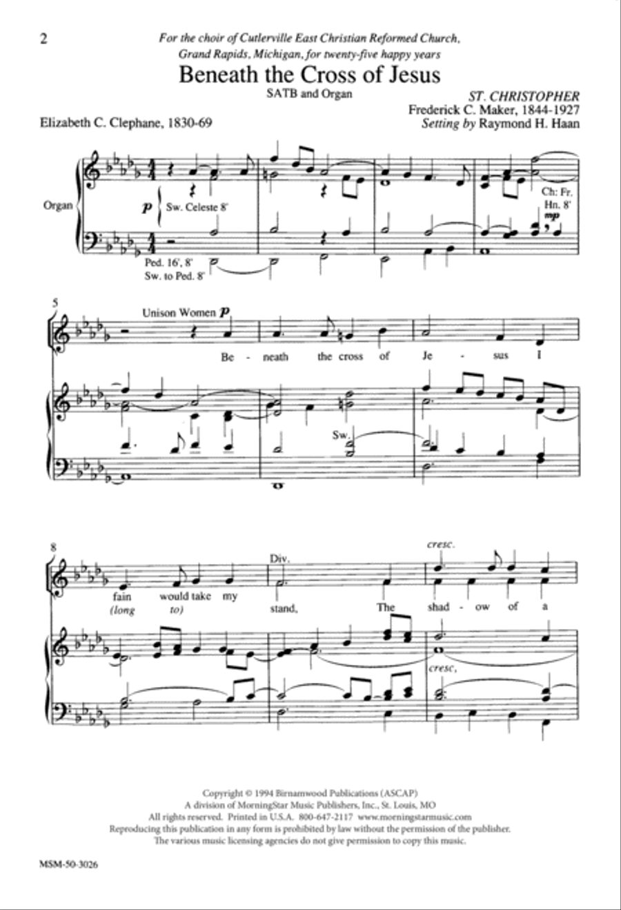 Beneath the Cross of Jesus 4-Part scores gallery preview page 2
