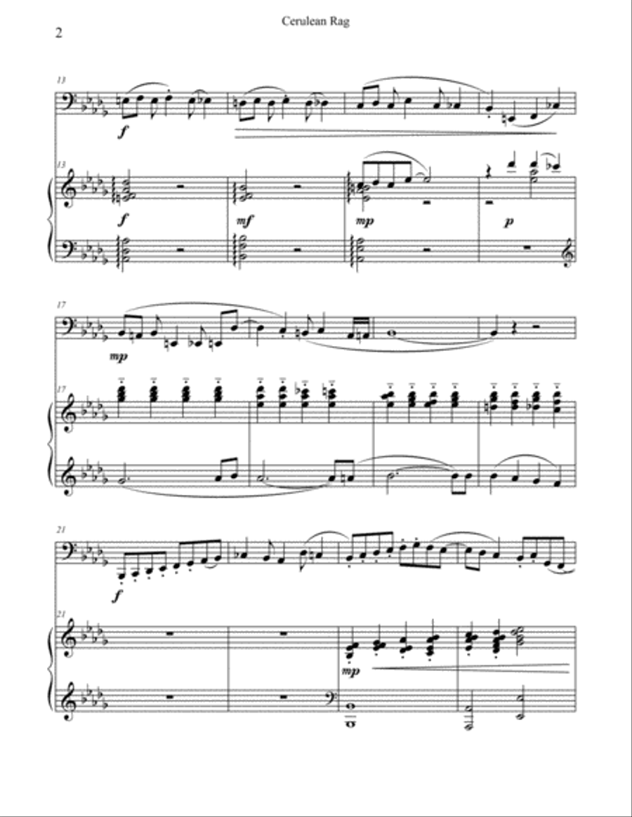 Cerulean Rag for Tuba and Piano Tuba scores gallery preview page 2