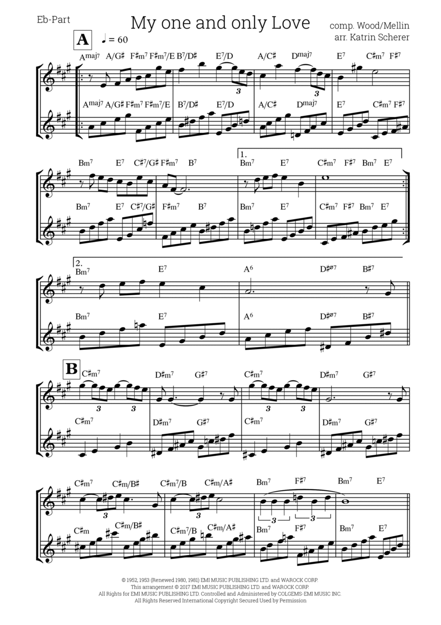 My One And Only Love Alto Saxophone scores gallery preview page 1