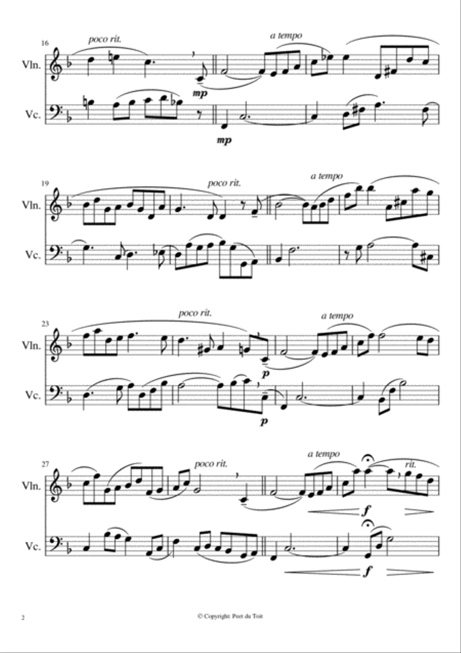 Träumerei/Dreaming from Scenes from Childhood, Op. 15, no. 7 - R Schumann (Violin & Cello) String Duet scores gallery preview page 2
