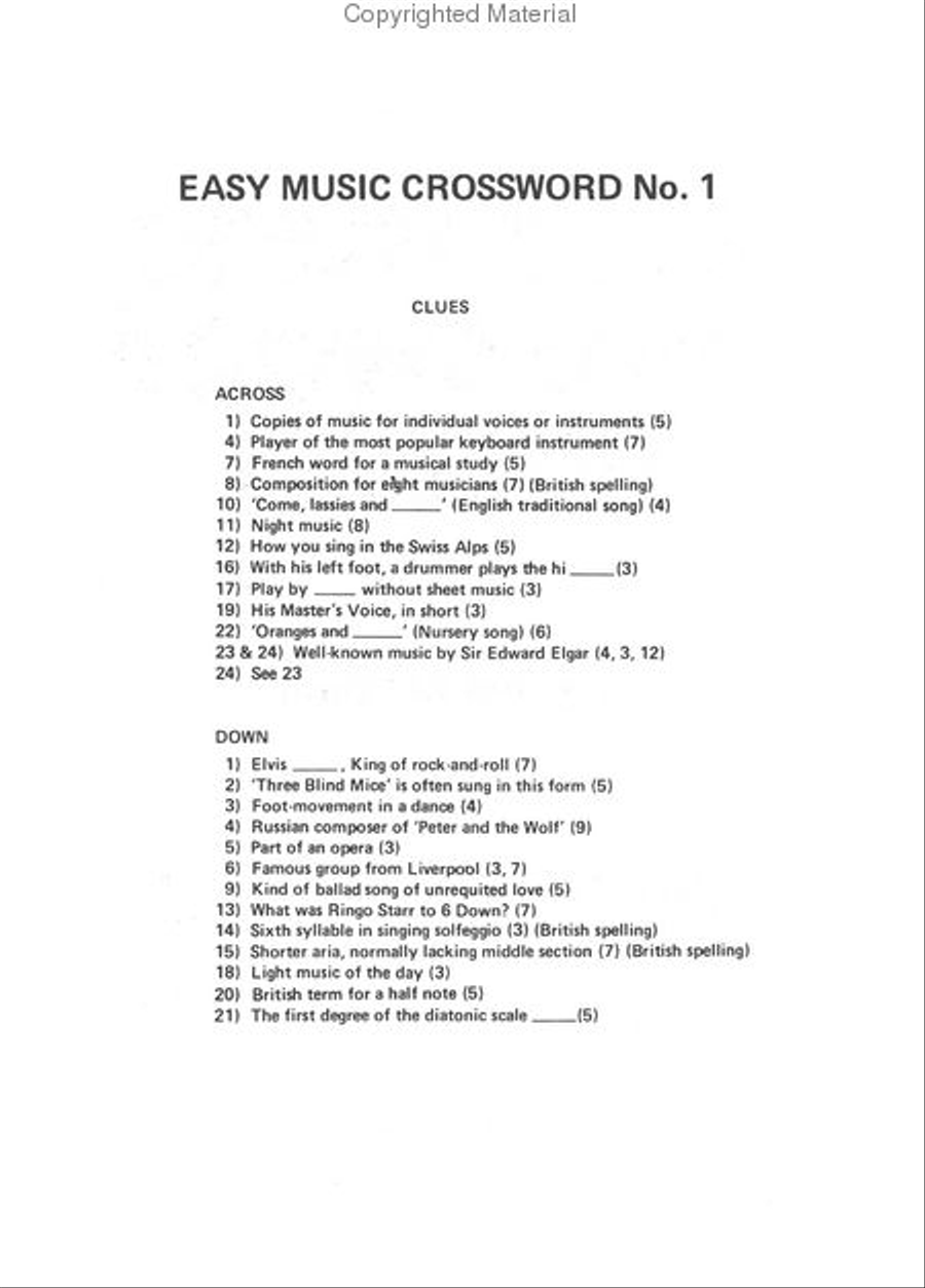 Easy Music Crossword Puzzles Book 2 Games & Toys scores gallery preview page 2