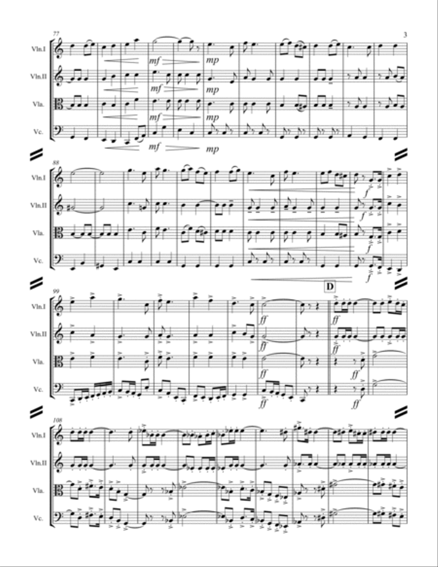 March - Army of the Nile (for String Quartet) String Quartet scores gallery preview page 4