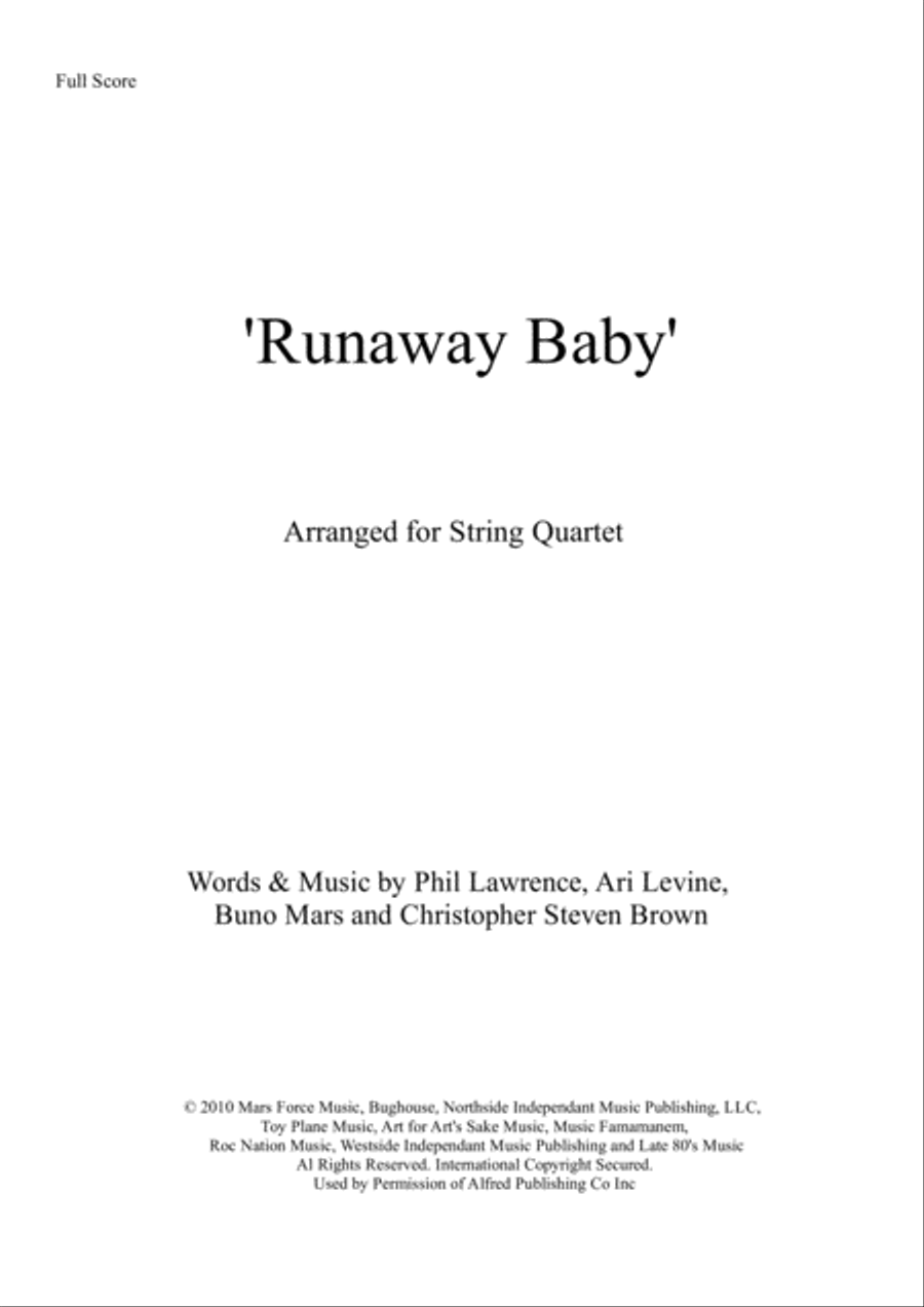 Runaway Baby Runaway Baby String Quartet scores gallery preview page 1