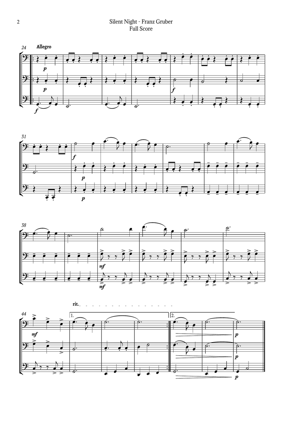 Silent Night for Bassoon Trio Woodwind Trio scores gallery preview page 2