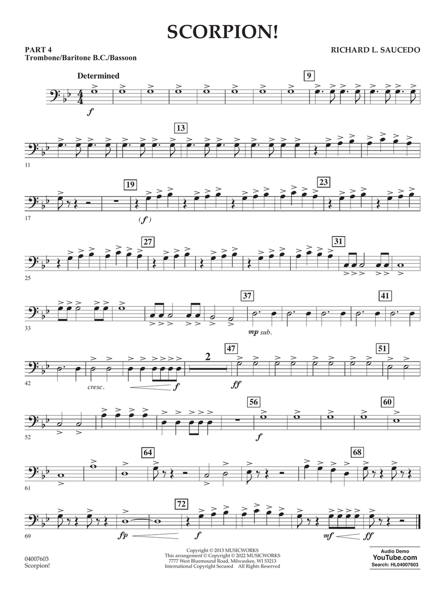 Scorpion! - Pt.4 - Trombone/Bar. B.C./Bsn. Concert Band scores gallery preview page 1