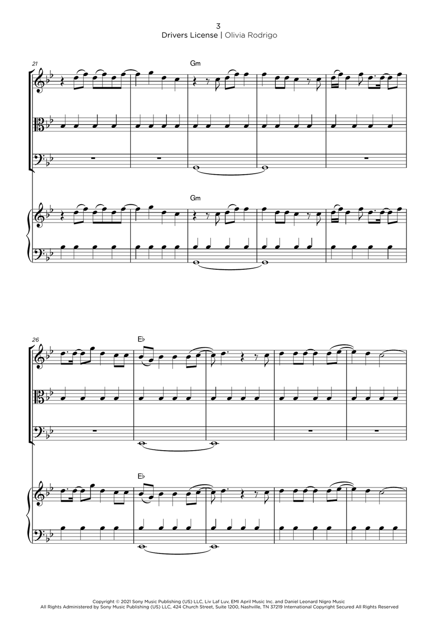 Drivers License Cello scores gallery preview page 3