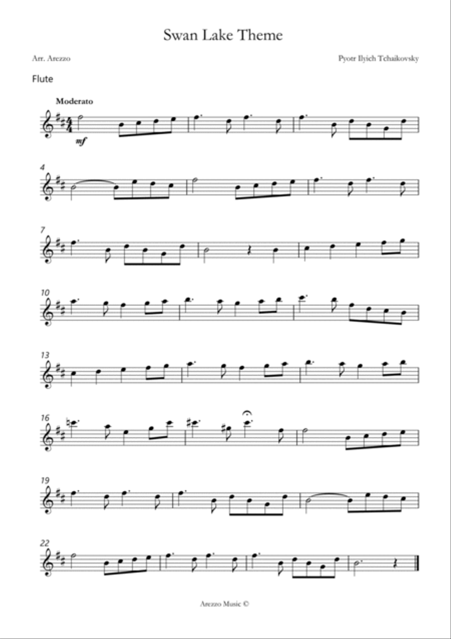 the swan lake theme sheet music for beginners Flute and Cello Chamber Music scores gallery preview page 2