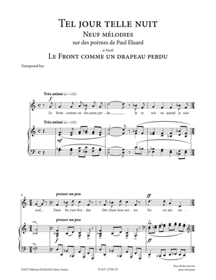 Book cover for Le front comme un drapeau perdu (Low Voice)