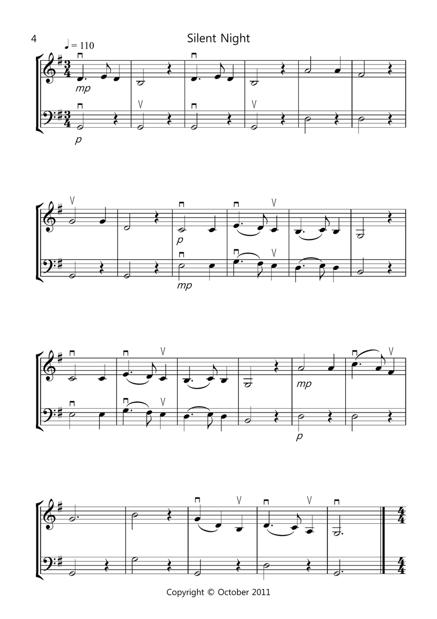 8 Christmas Duets for Violin And Cello String Duet scores gallery preview page 4