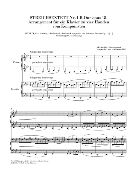 String Sextets, Arrangements for Piano 4-hands