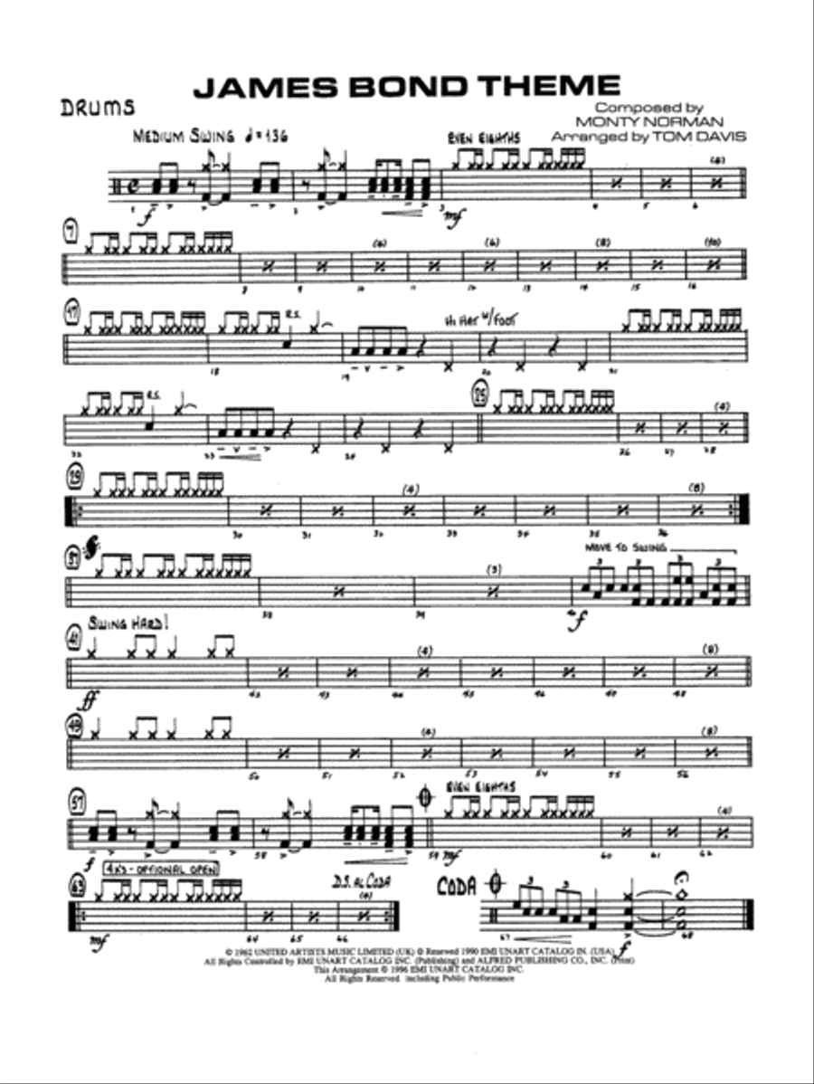 James Bond Theme: Drums Jazz Ensemble scores gallery preview page 1