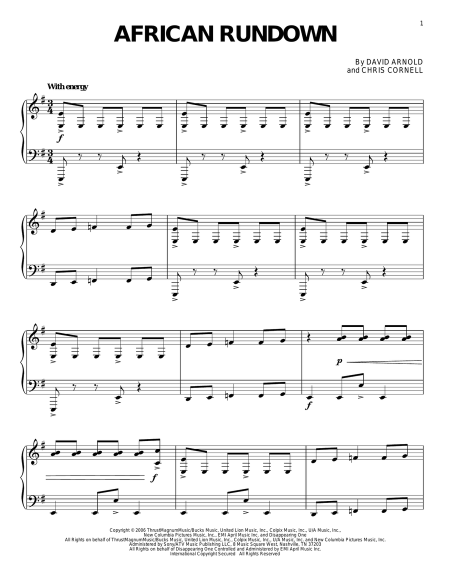 African Rundown Piano Solo scores gallery preview page 1