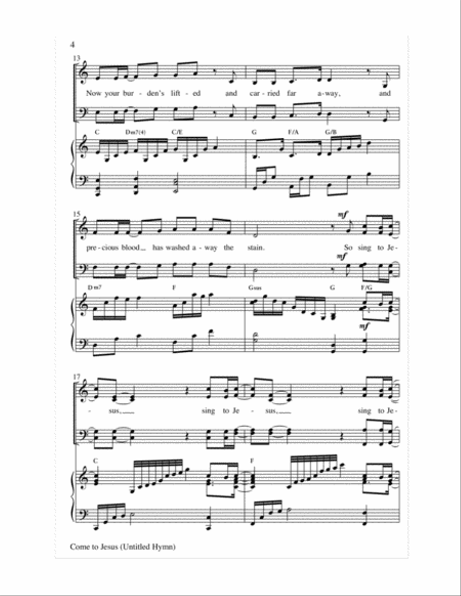 Come to Jesus (Untitled Hymn) 4-Part scores gallery preview page 5