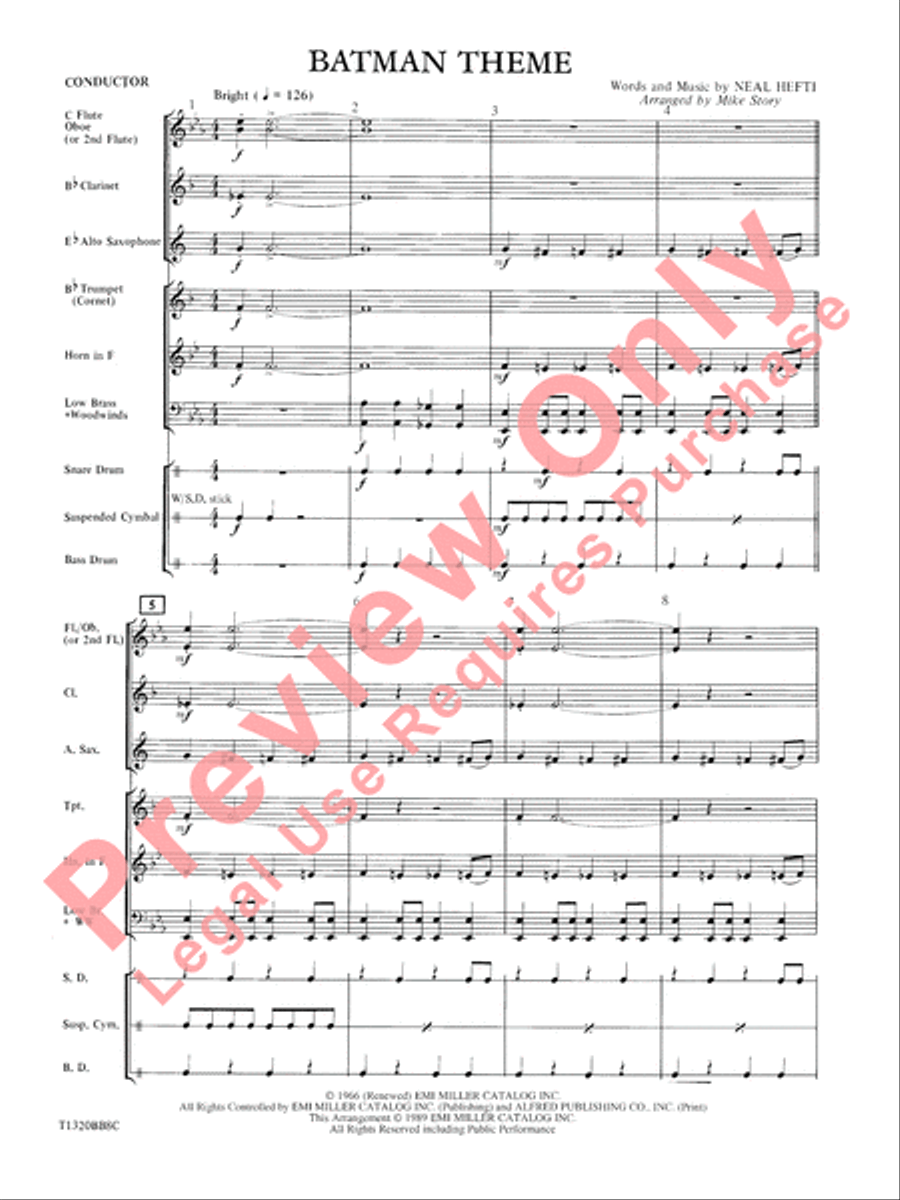 Batman Theme (from the Original TV Series) Concert Band scores gallery preview page 3
