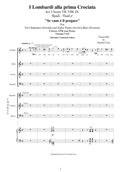 Verdi - I Lombardi (Act2-VII-VIII-IX) Se vano è il pregare - Solo voices, chorus and piano image number null