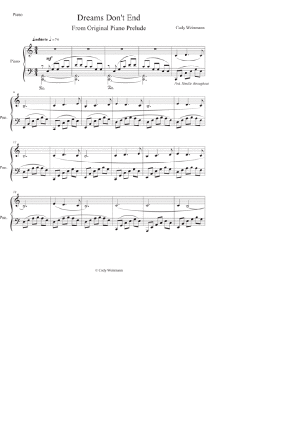 Dreams Don't End (Alternate Version) Piano Solo scores gallery preview page 3