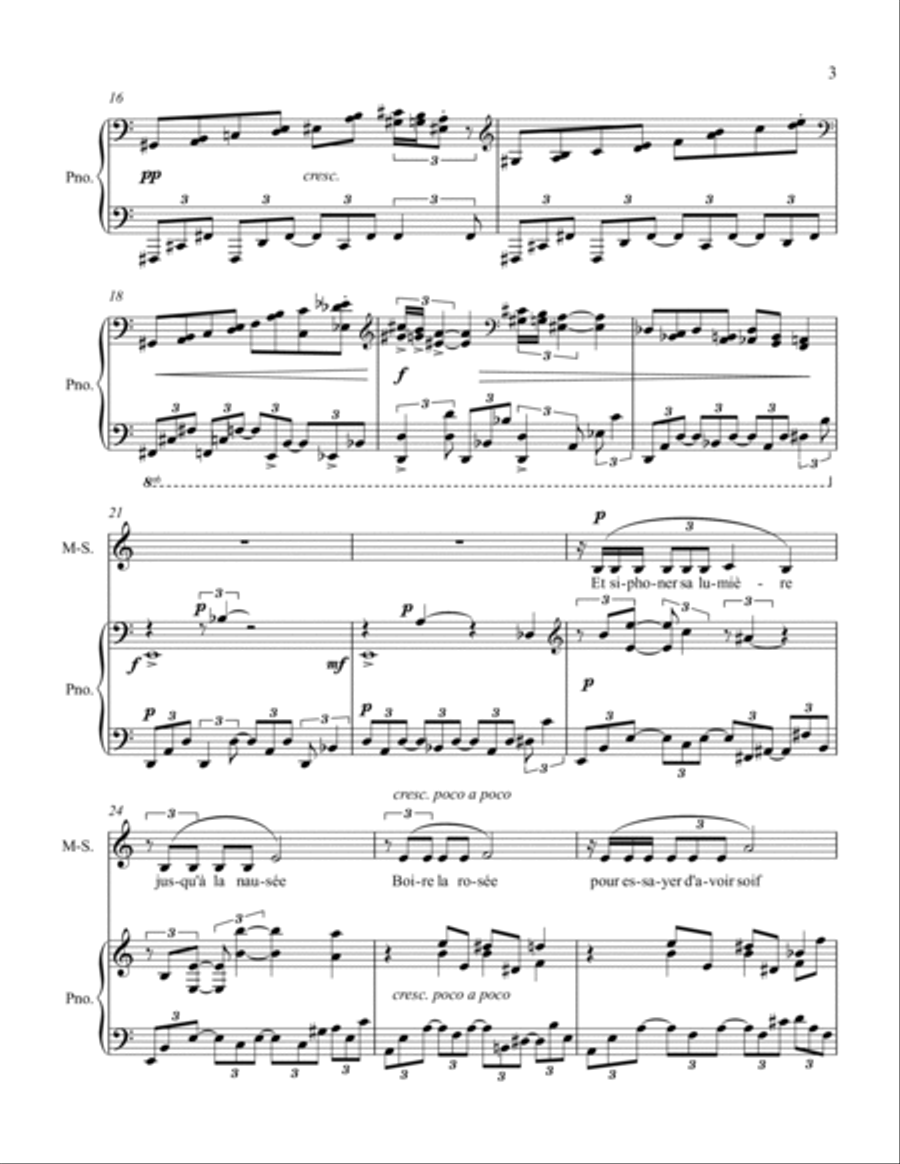 Sang d'encre (for mezzo-soprano & piano) Mezzo-Soprano Voice scores gallery preview page 3
