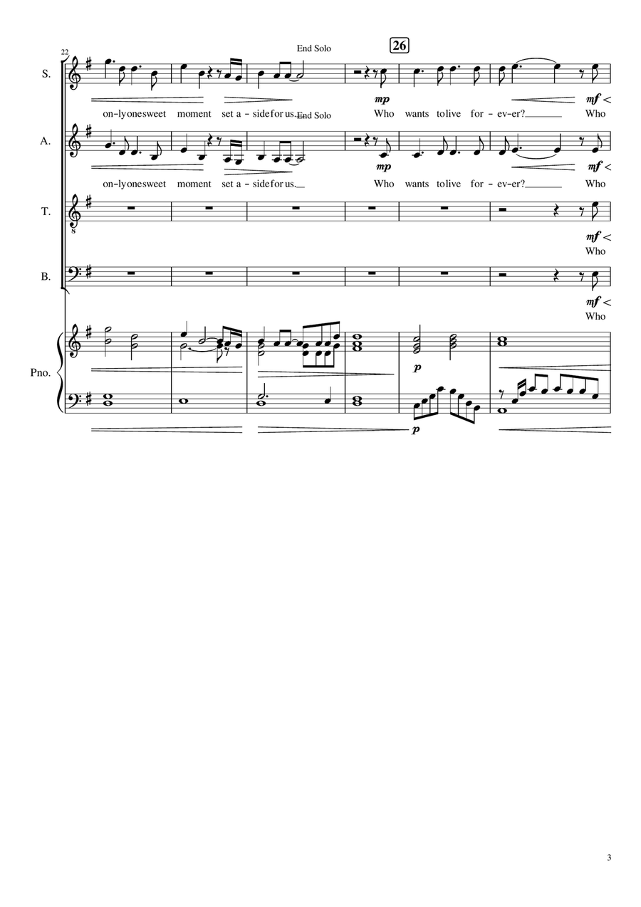 Who Wants To Live Forever 4-Part scores gallery preview page 3