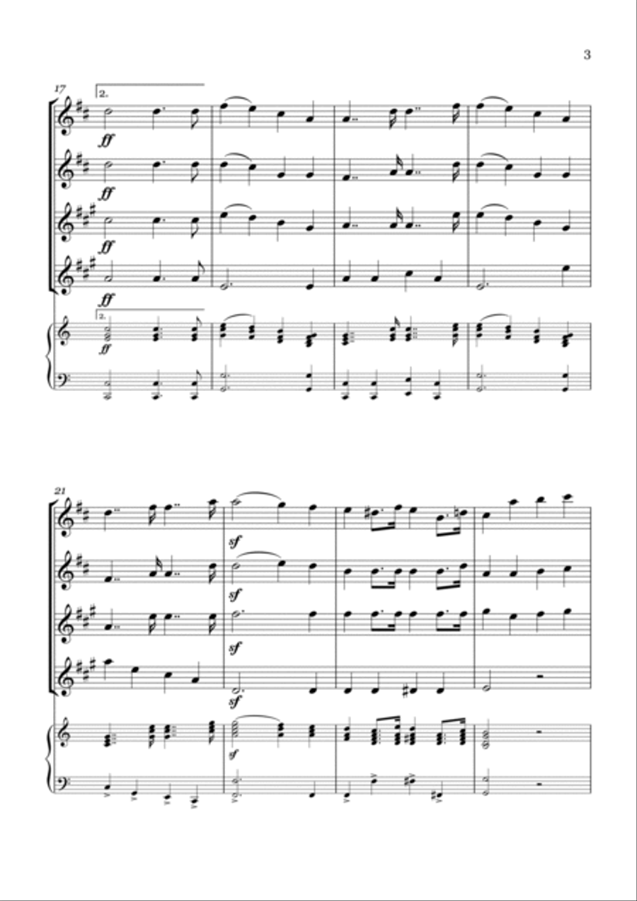 Wedding March - For Saxophone Quartet (SSAA) and Piano Woodwind Ensemble scores gallery preview page 3
