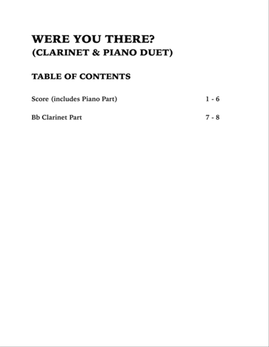 Were You There (Clarinet and Piano) Clarinet Solo scores gallery preview page 4