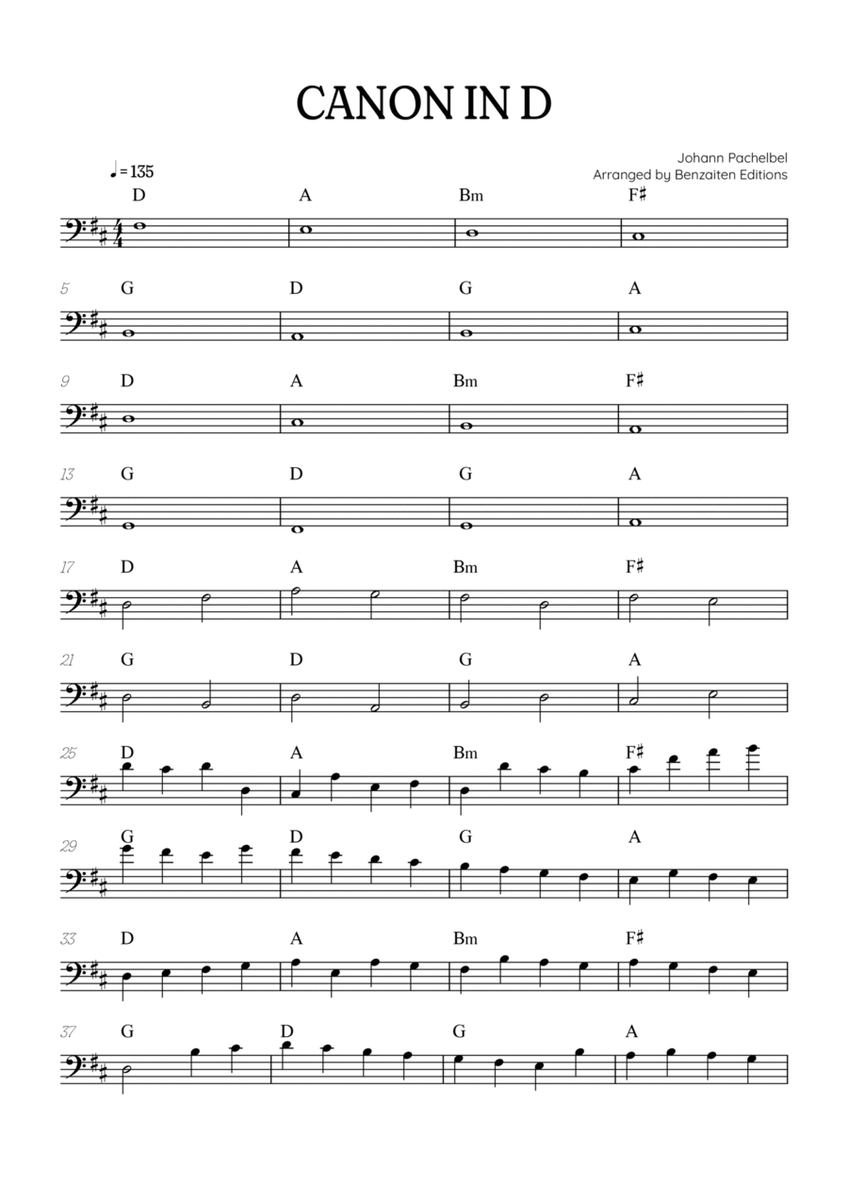 Pachelbel Canon in D • trombone sheet music with chords image number null