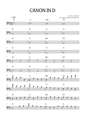 Pachelbel Canon in D • trombone sheet music with chords