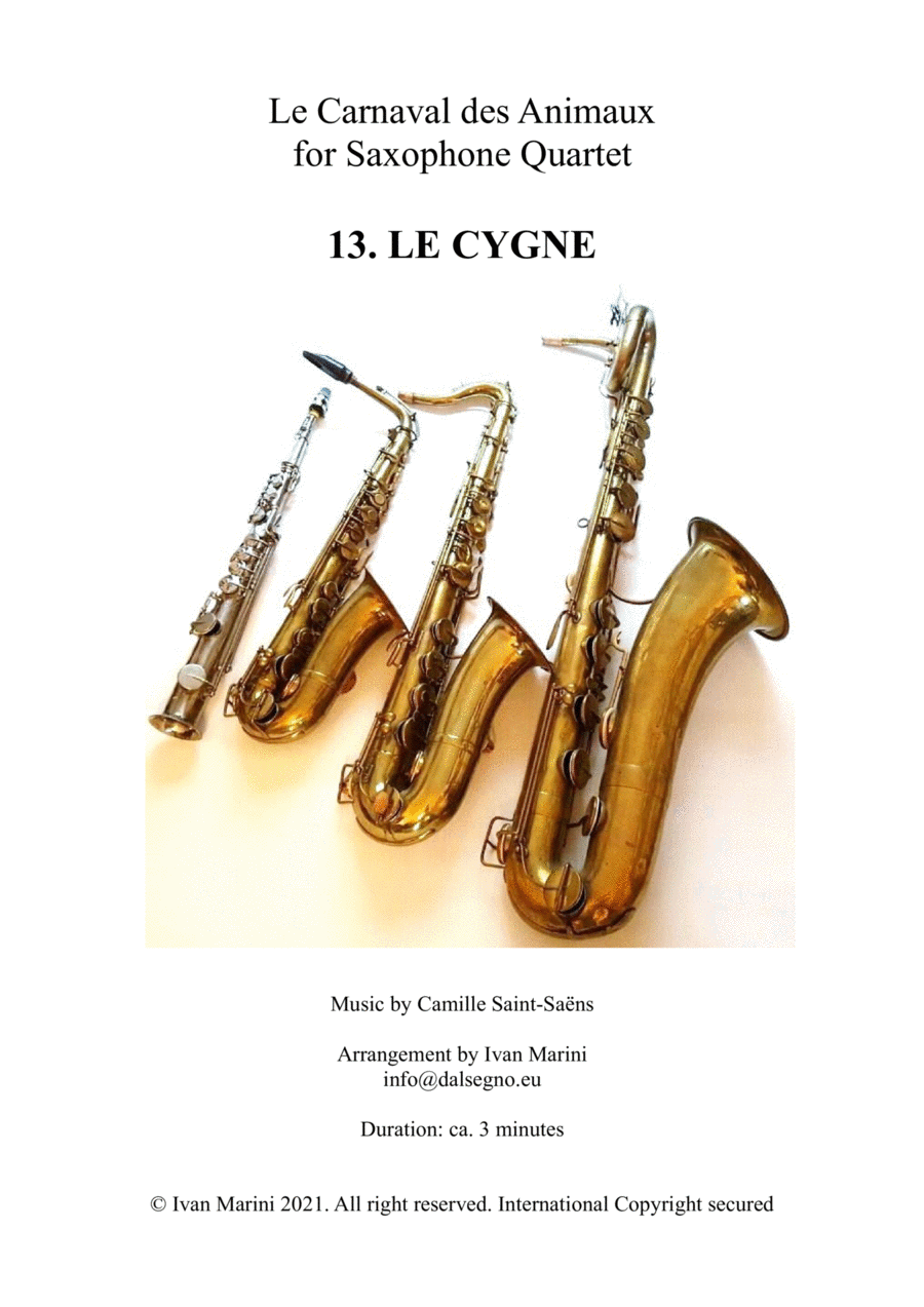 THE CARNIVAL OF THE ANIMALS for Saxophone Quartet - 13. Le Cygne (the Swan)