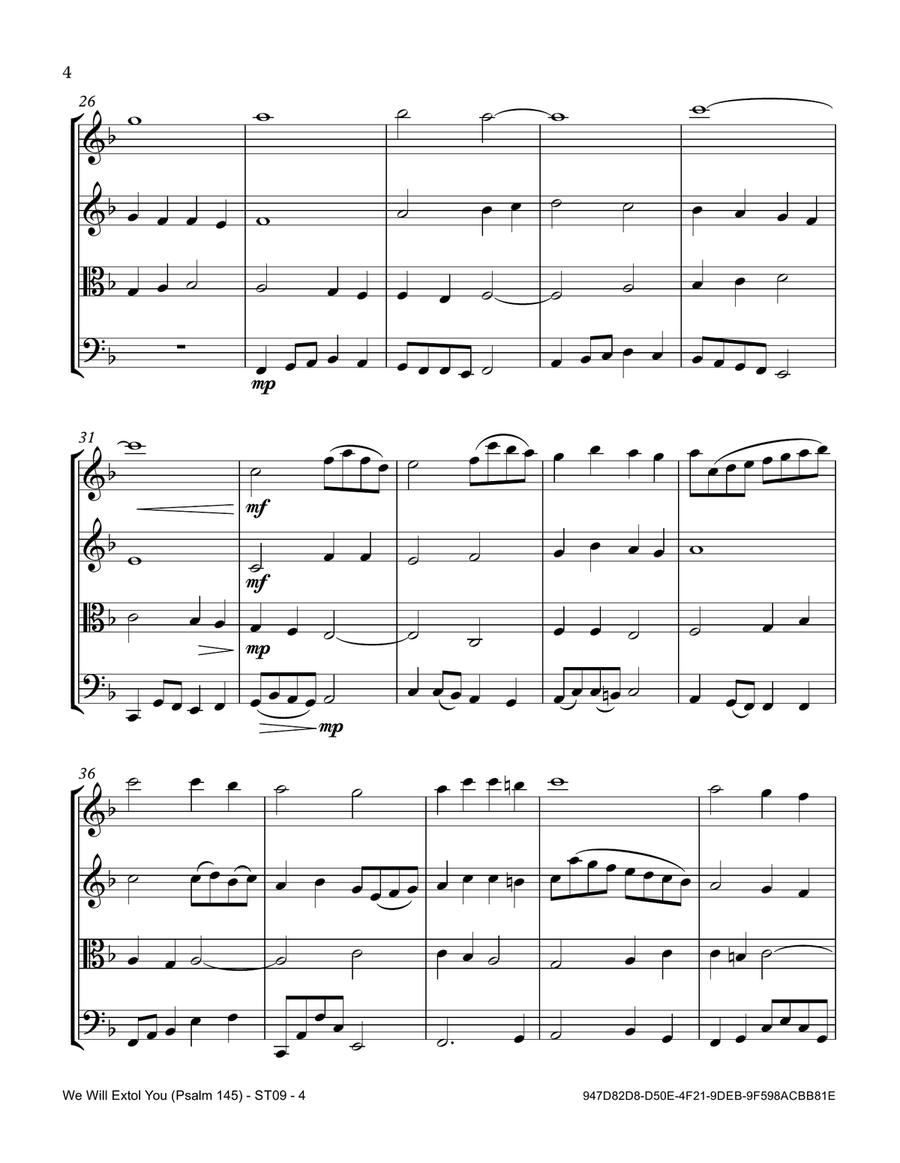 We Will Extol You (Psalm 145) String Quartet scores gallery preview page 4
