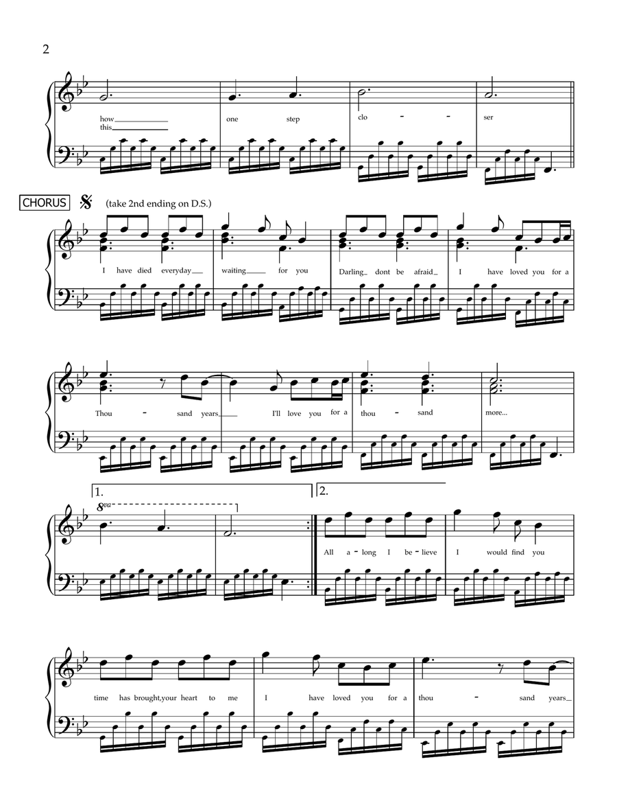 A Thousand Years Piano Solo scores gallery preview page 2