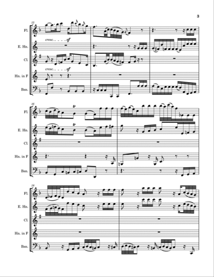 Mozart-Bach Prelude and Fugue I from K.404a (arranged for woodwind quintet) Woodwind Quintet scores gallery preview page 3