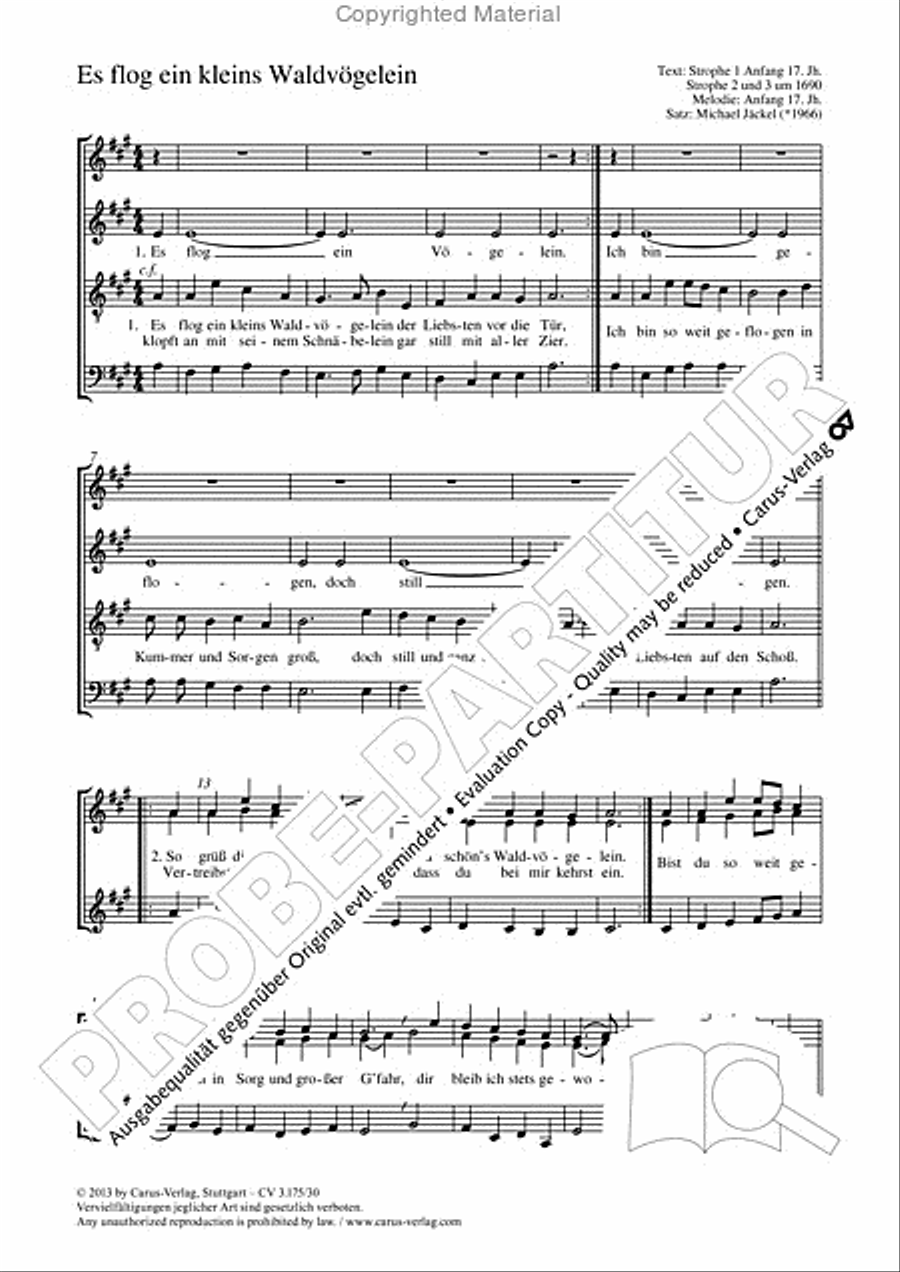 Es flog ein kleins Waldvogelein SSATB scores gallery preview page 2