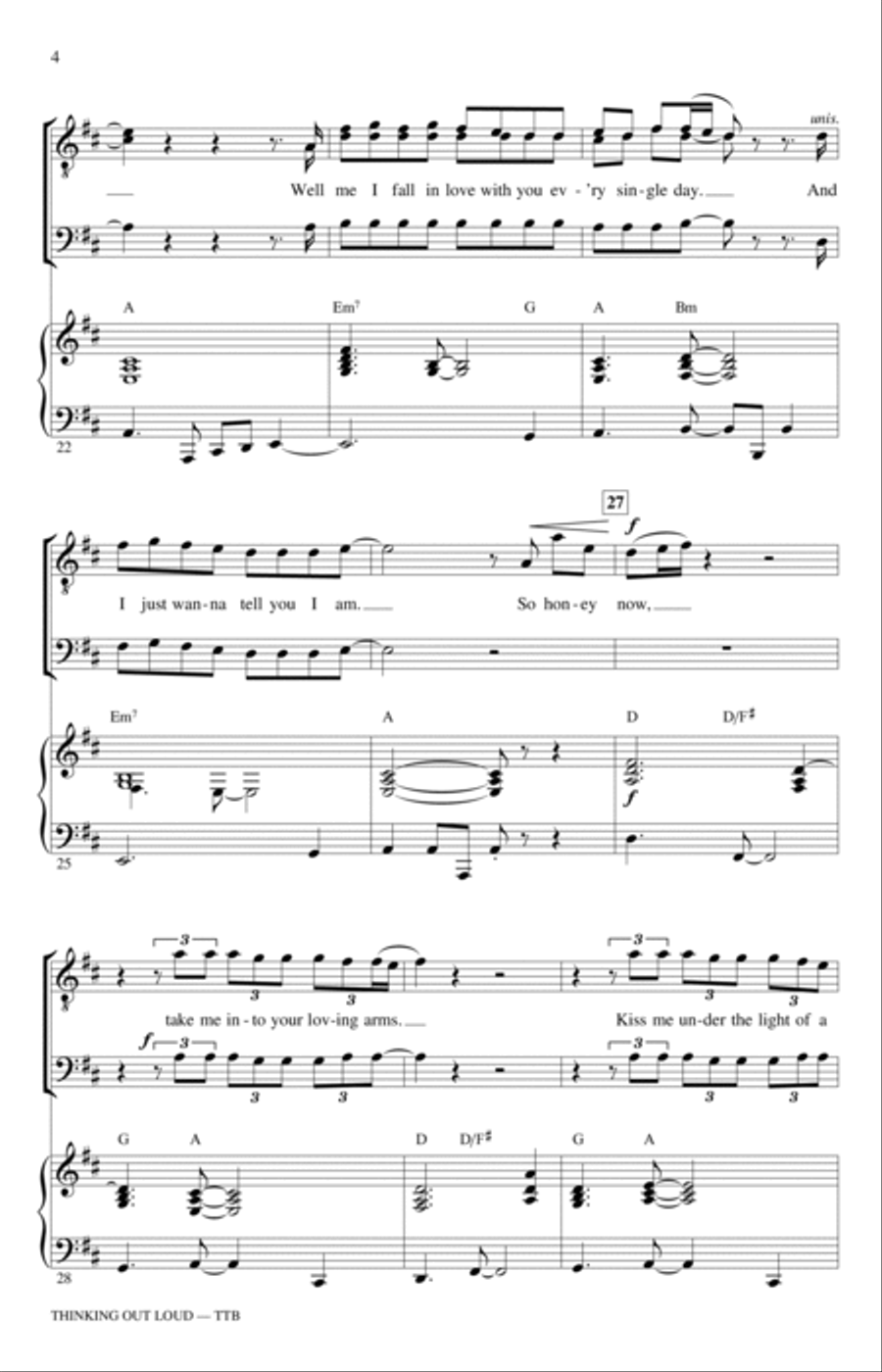 Thinking Out Loud (arr. Ed Lojeski) TTBB scores gallery preview page 4