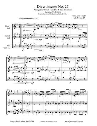 Haydn: Divertimento No. 27 Trio for 2 Horns & Bass Trombone