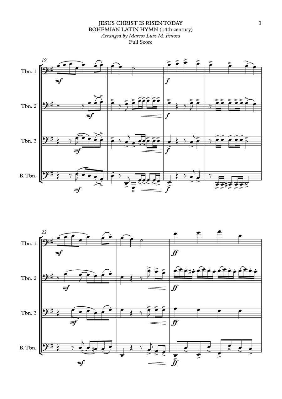 Jesus Christ is Risen Today - Trombone Quartet Brass Quartet scores gallery preview page 5
