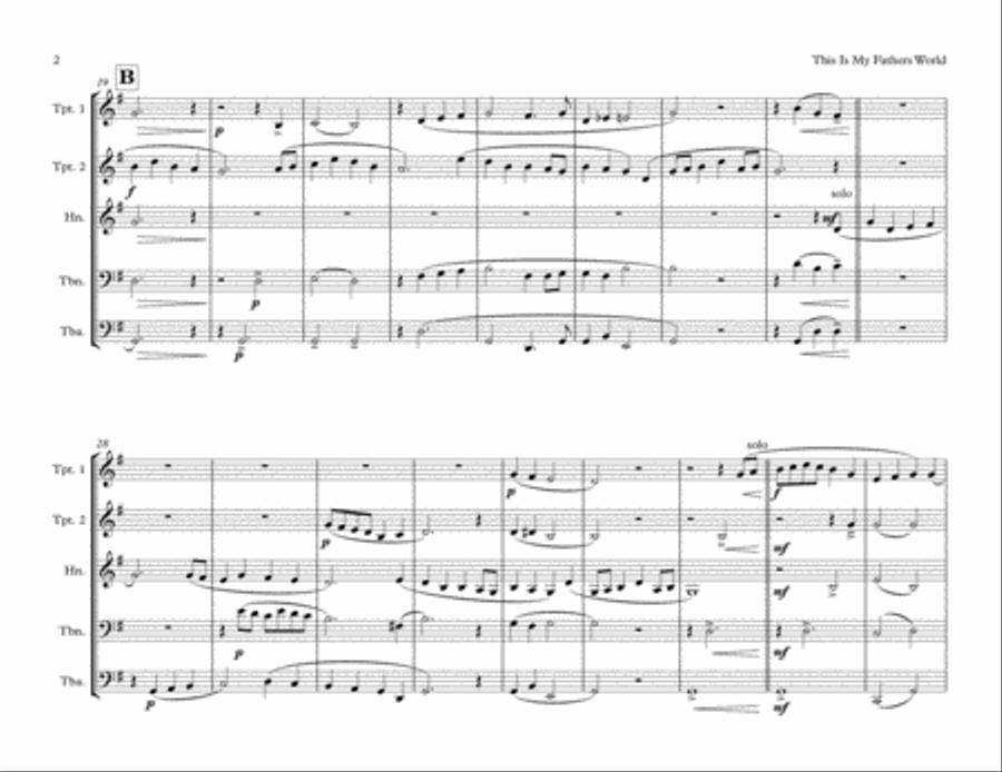 This Is My Father's World Brass Ensemble scores gallery preview page 2