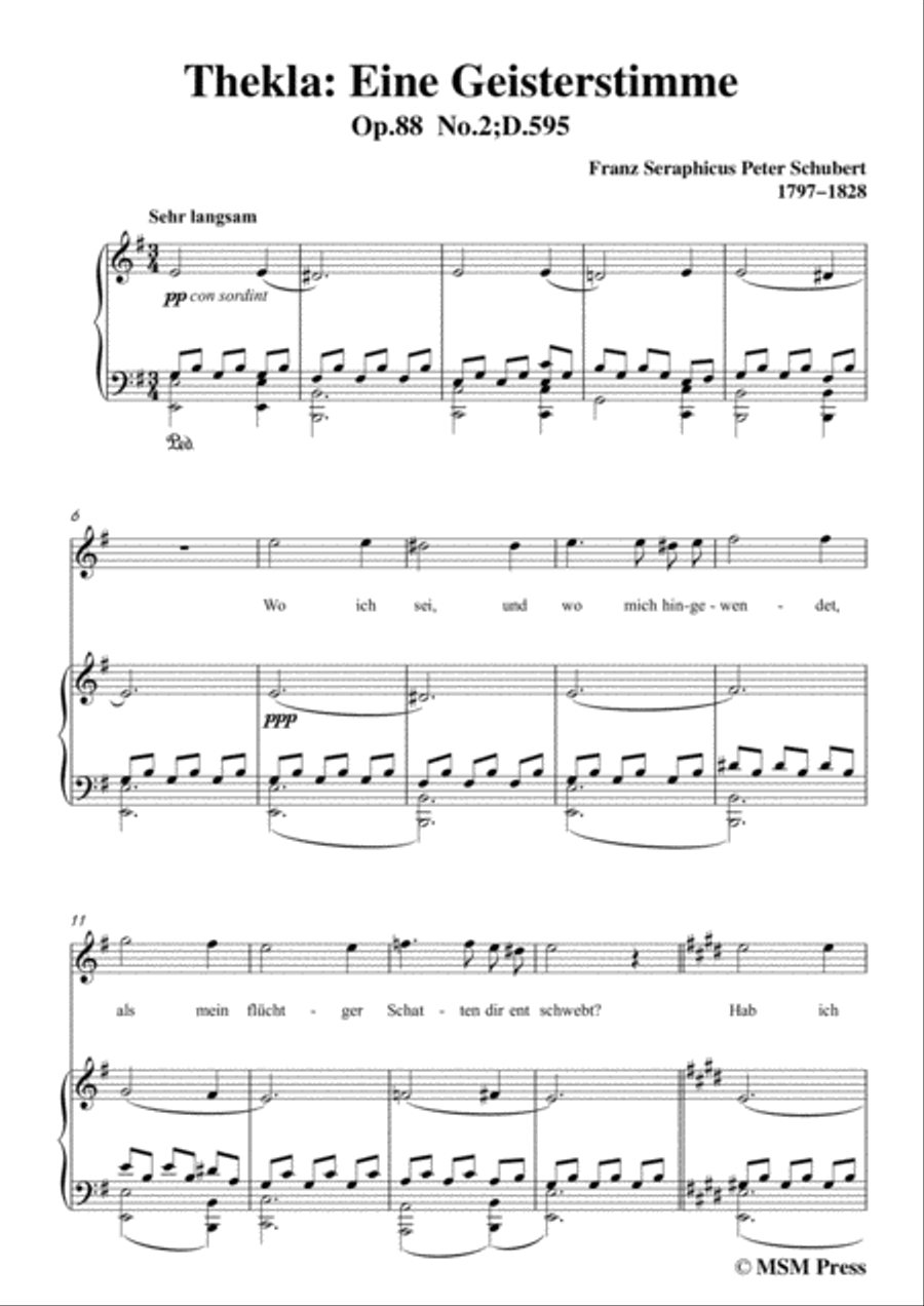 Schubert-Thekla: Eine Geisterstimme(Thekla: A Spirit Voice),D.595,in e minor,for Voice&Piano Voice scores gallery preview page 3