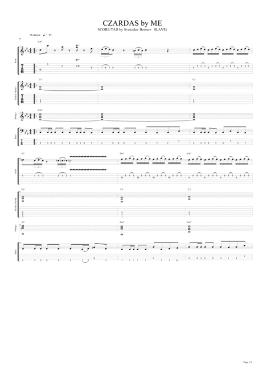 CZARDAS - by SLAVE - Yngwie Malmsteen Style - FULL BAND SCORE + TAB Acoustic Guitar scores gallery preview page 4