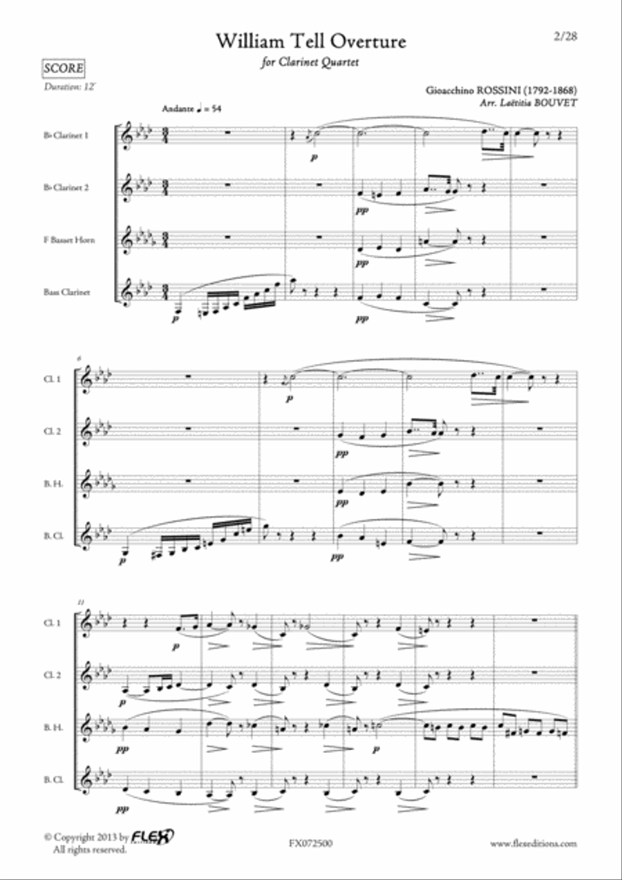 William Tell Overture Clarinet Quartet scores gallery preview page 2