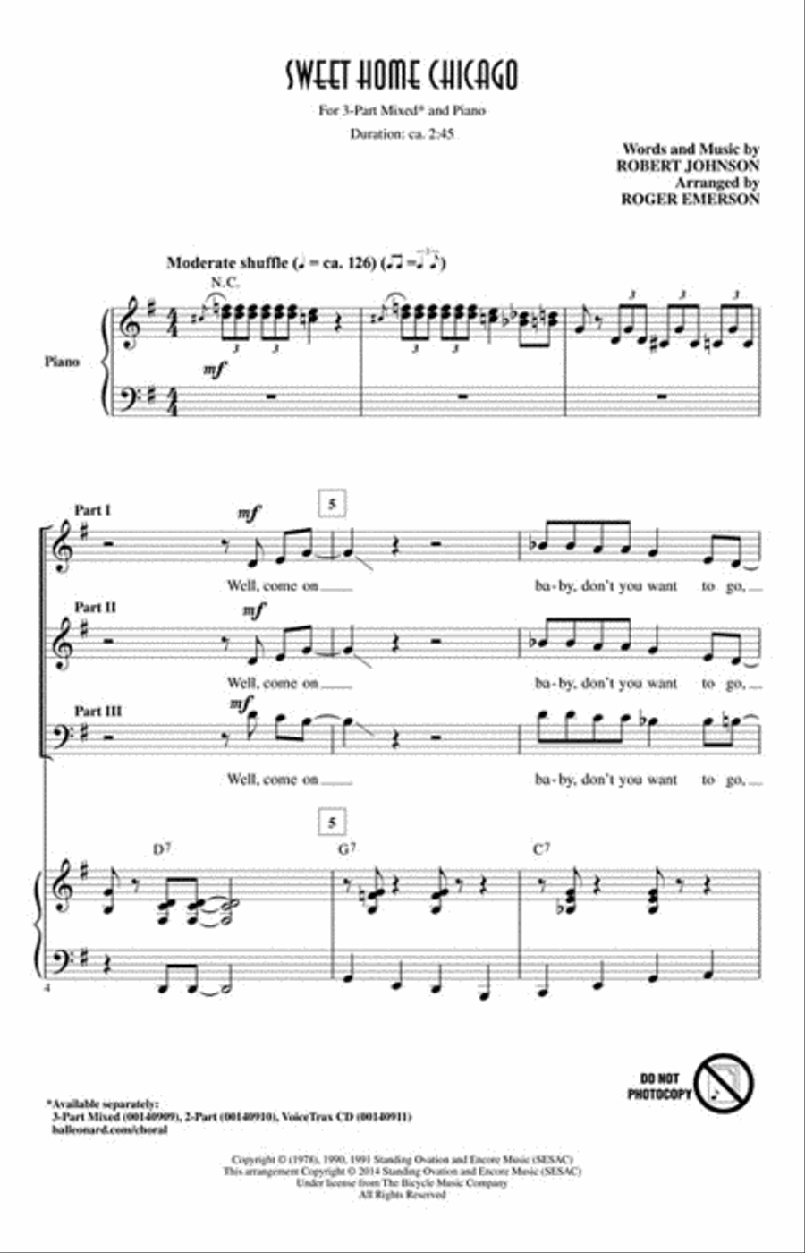 Sweet Home Chicago Choir scores gallery preview page 2