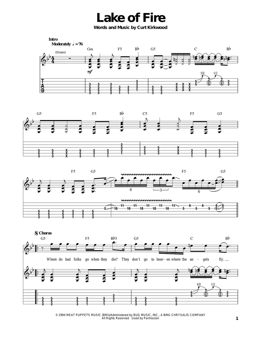 Lake Of Fire Acoustic Guitar scores gallery preview page 1
