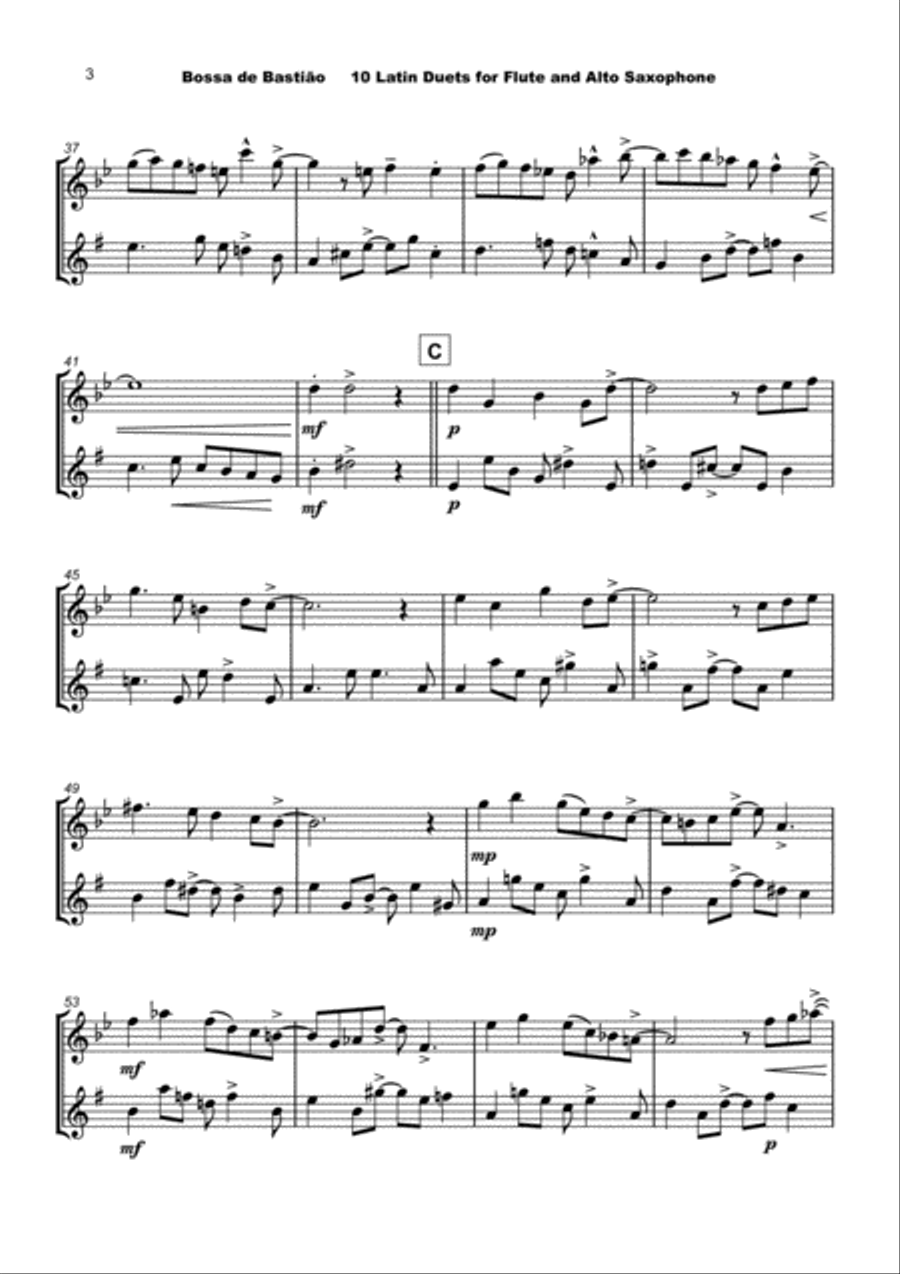 10 Latin Duets, for Flute and Alto Saxophone Woodwind Duet scores gallery preview page 5