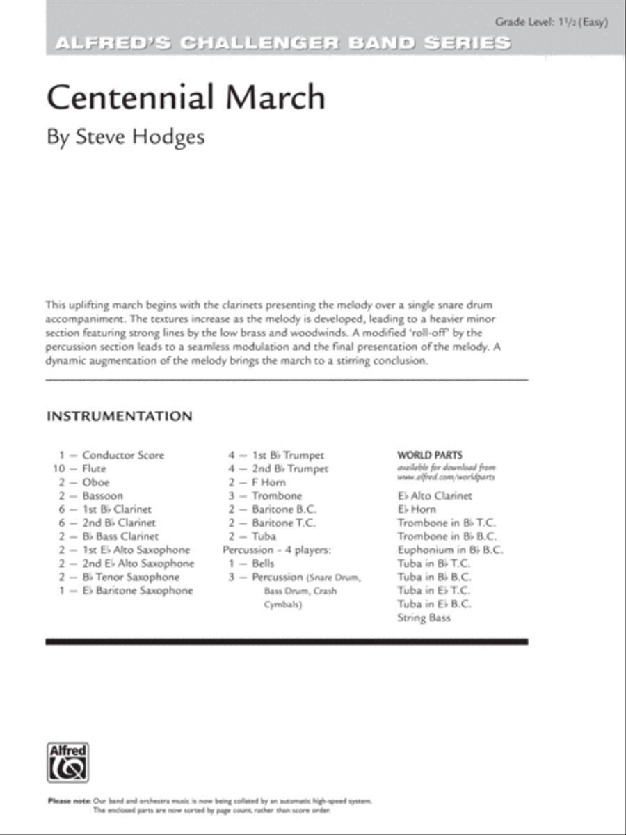 Centennial March: Score Concert Band scores gallery preview page 1