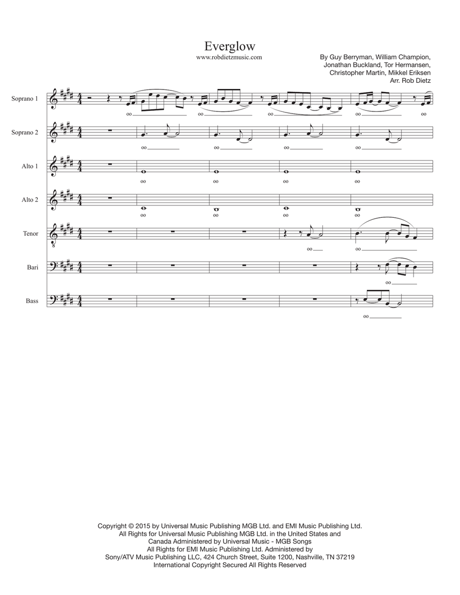 Everglow 4-Part scores gallery preview page 1