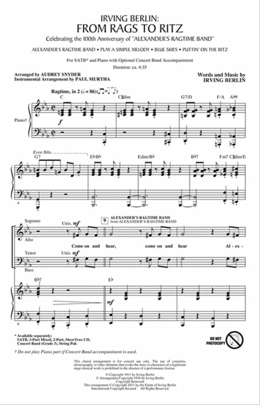 Irving Berlin: From Rags to Ritz 4-Part scores gallery preview page 2