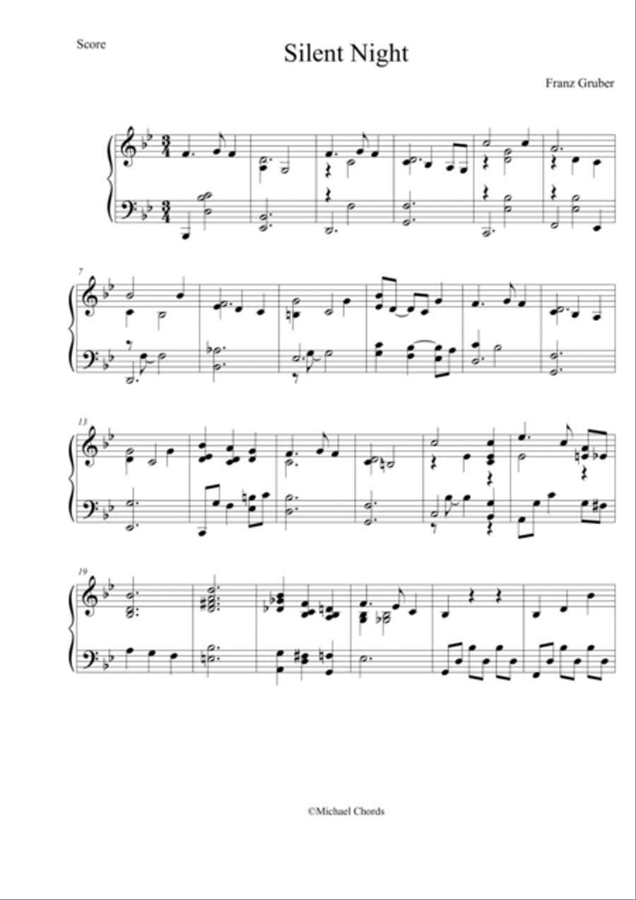 silent night (jazz version) Piano Solo scores gallery preview page 1