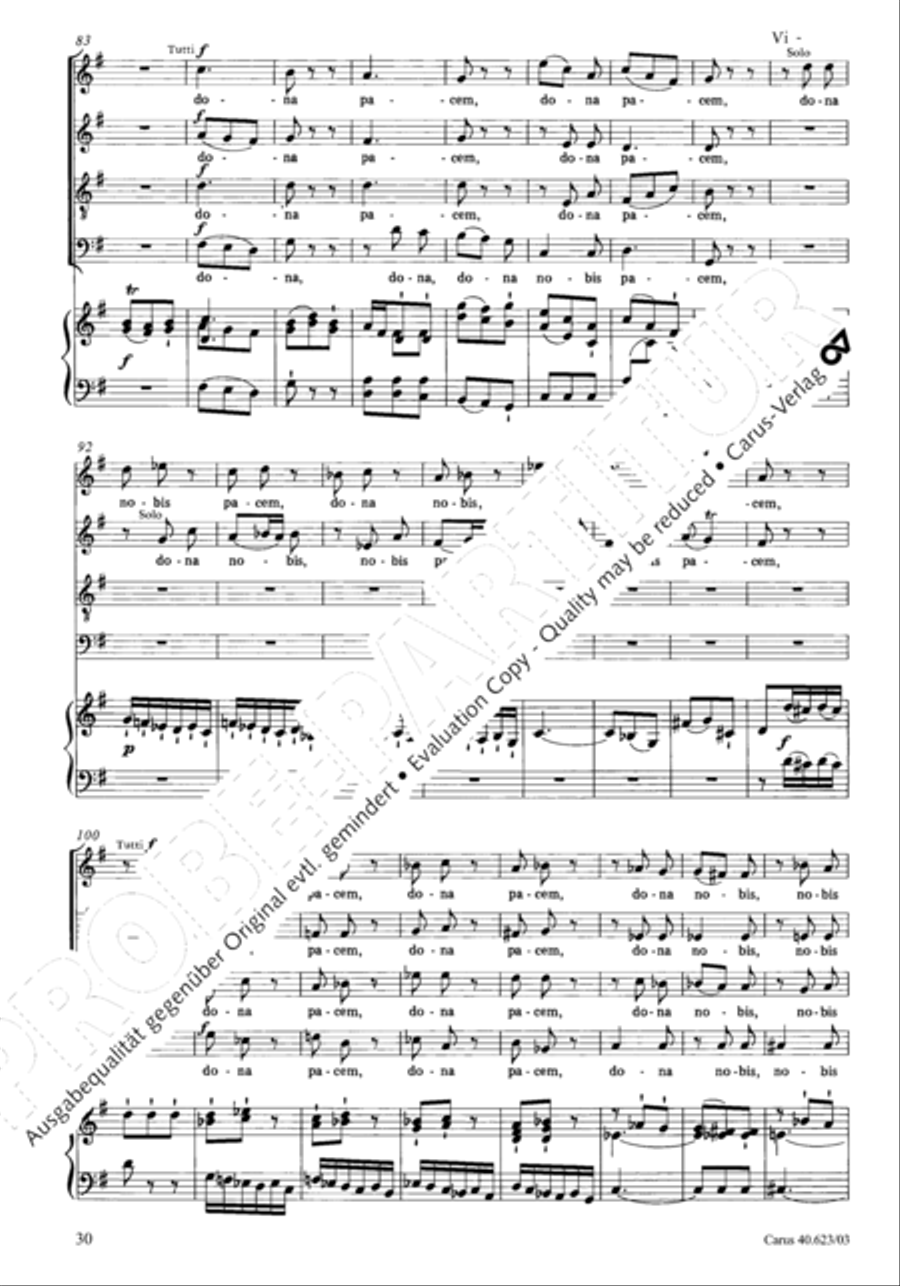 Missa brevis in G major 4-Part scores gallery preview page 33