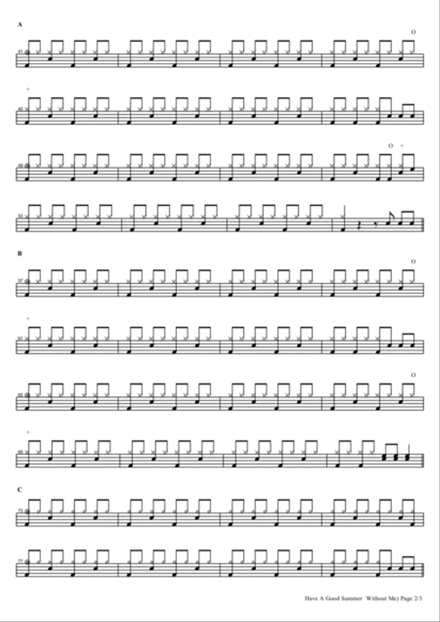 Have A Good Summer (Without Me) Drum Set scores gallery preview page 2