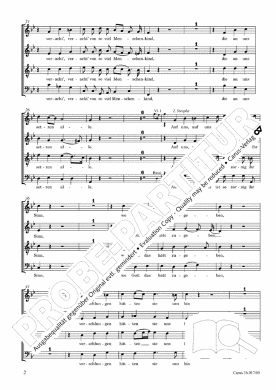 Were God not with us here today (War Gott nicht mit uns diese Zeit) 4-Part scores gallery preview page 3