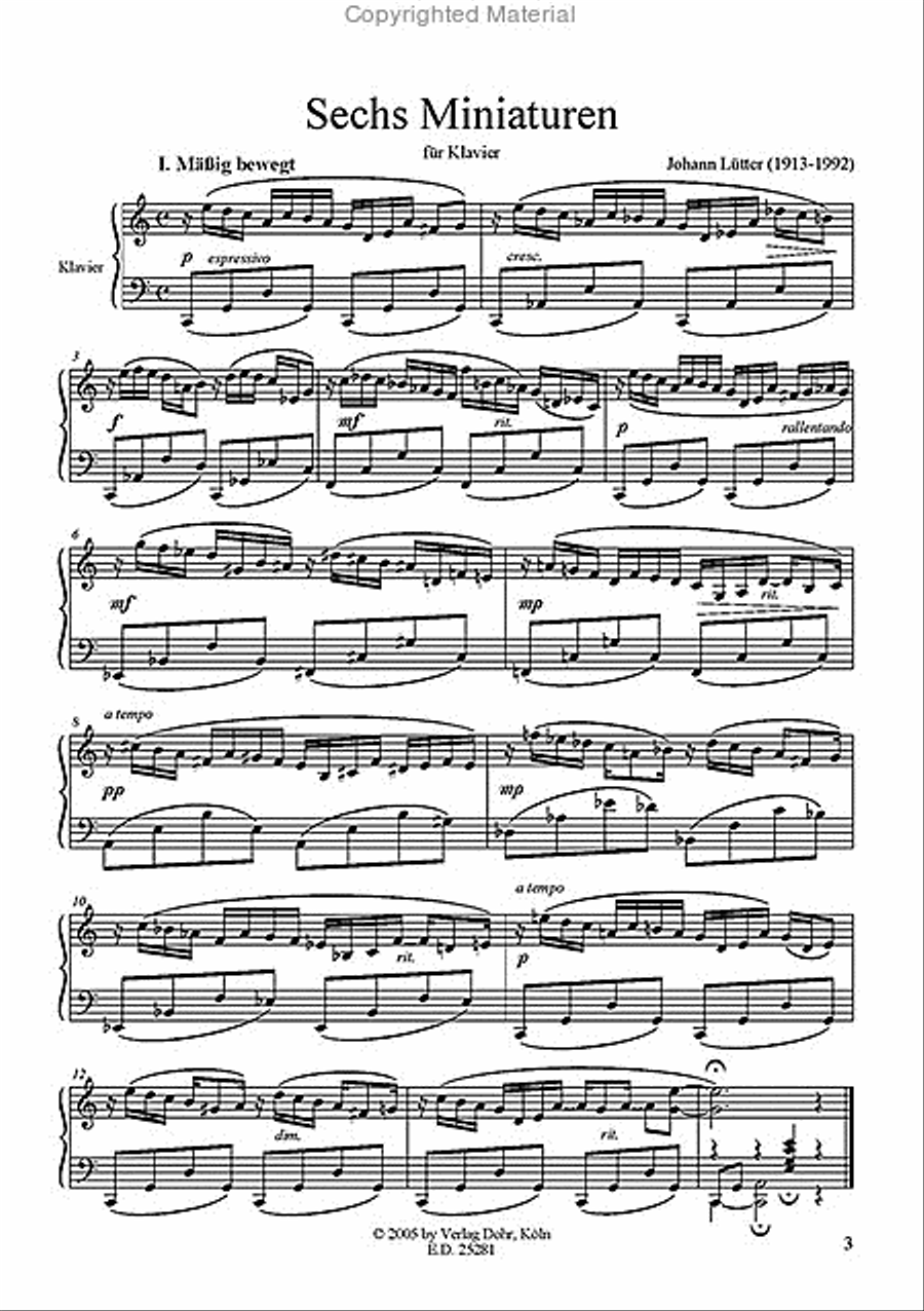 Sechs Miniaturen für Klavier Piano Solo scores gallery preview page 2