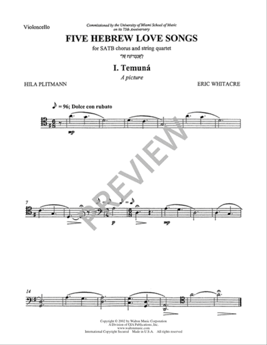 Five Hebrew Love Songs (String Parts) Choir scores gallery preview page 18